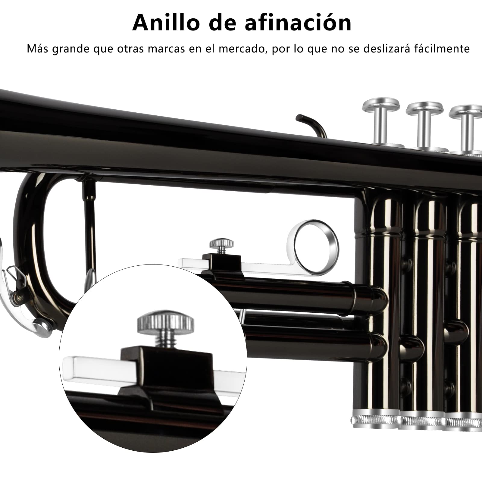 EASTROCK Trompeta Sib Estándar de Latón Instrumentos Musicales Boquilla 7C con Estuche para estudiantes principiantes (Negro)