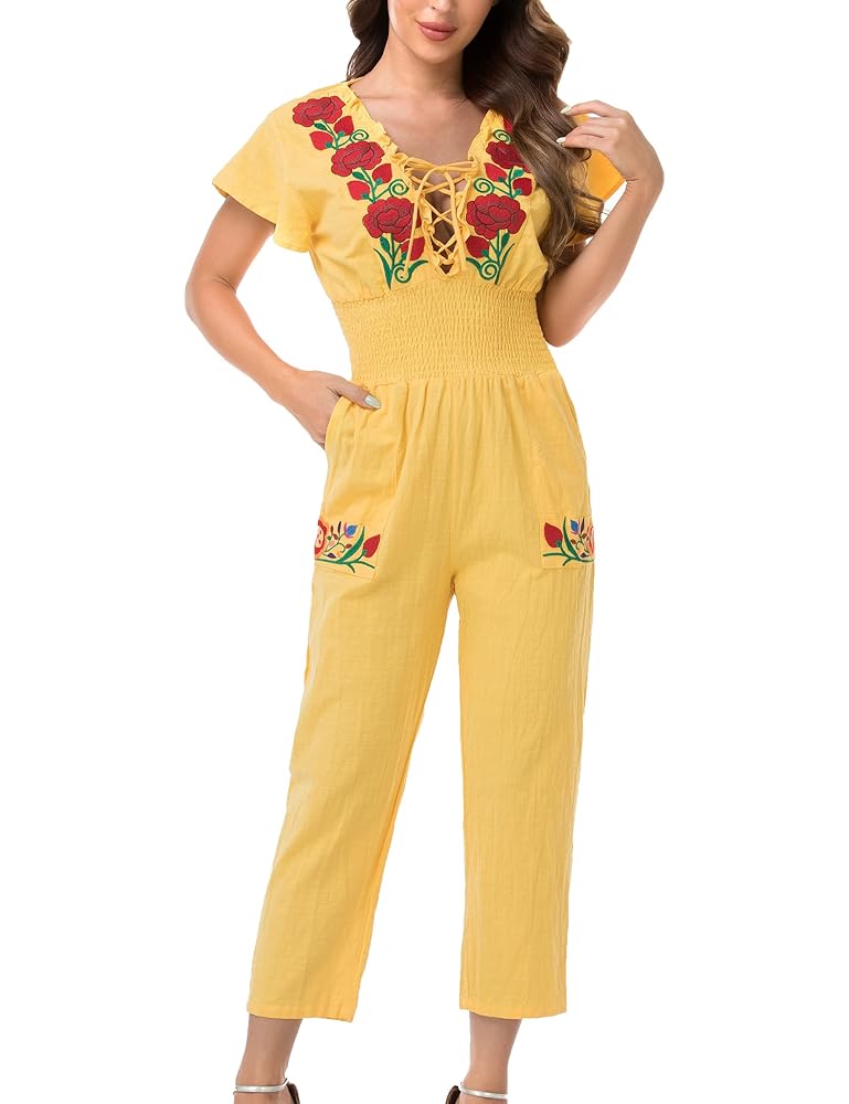 出品終了AMERI NORA FLOWER EMBROIDERY ROMPERS AMERI NORA FLOWER EMBROIDERY ROMPERS