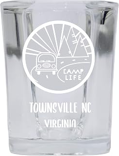 Townsville Nc Virginia Souvenir Laser Engraved 2 Ounce Square Base Liquor Shot Glass Camp Life Design