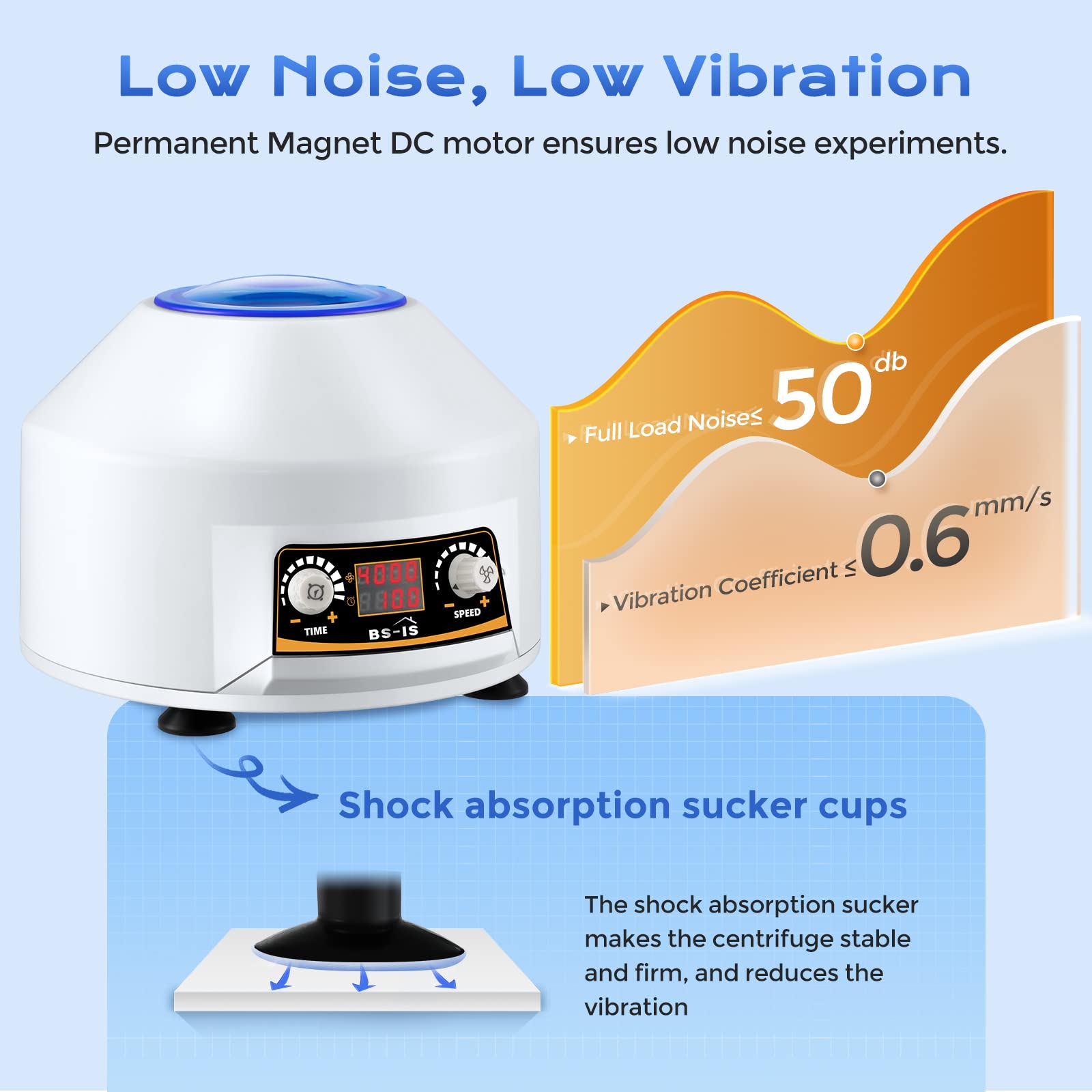 Bonvoisin Centrifuga con display a LED, 15mlX6 4000rpm, 1953xg, 100min Timing, basse vibrazioni, coperchio trasparente, per la precipitazione e la separazione dei campioni, Tubi da 2-15ml disponibili