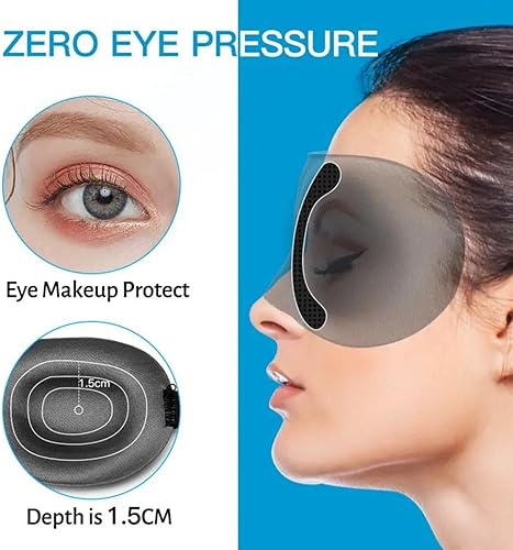 Miniatura 3 de Paquete de 2 Máscara de sueño ultra suave, máscara de ojos para dormir, diseño de copa contorneada 3D con correas ajustables para 100% opacidad,