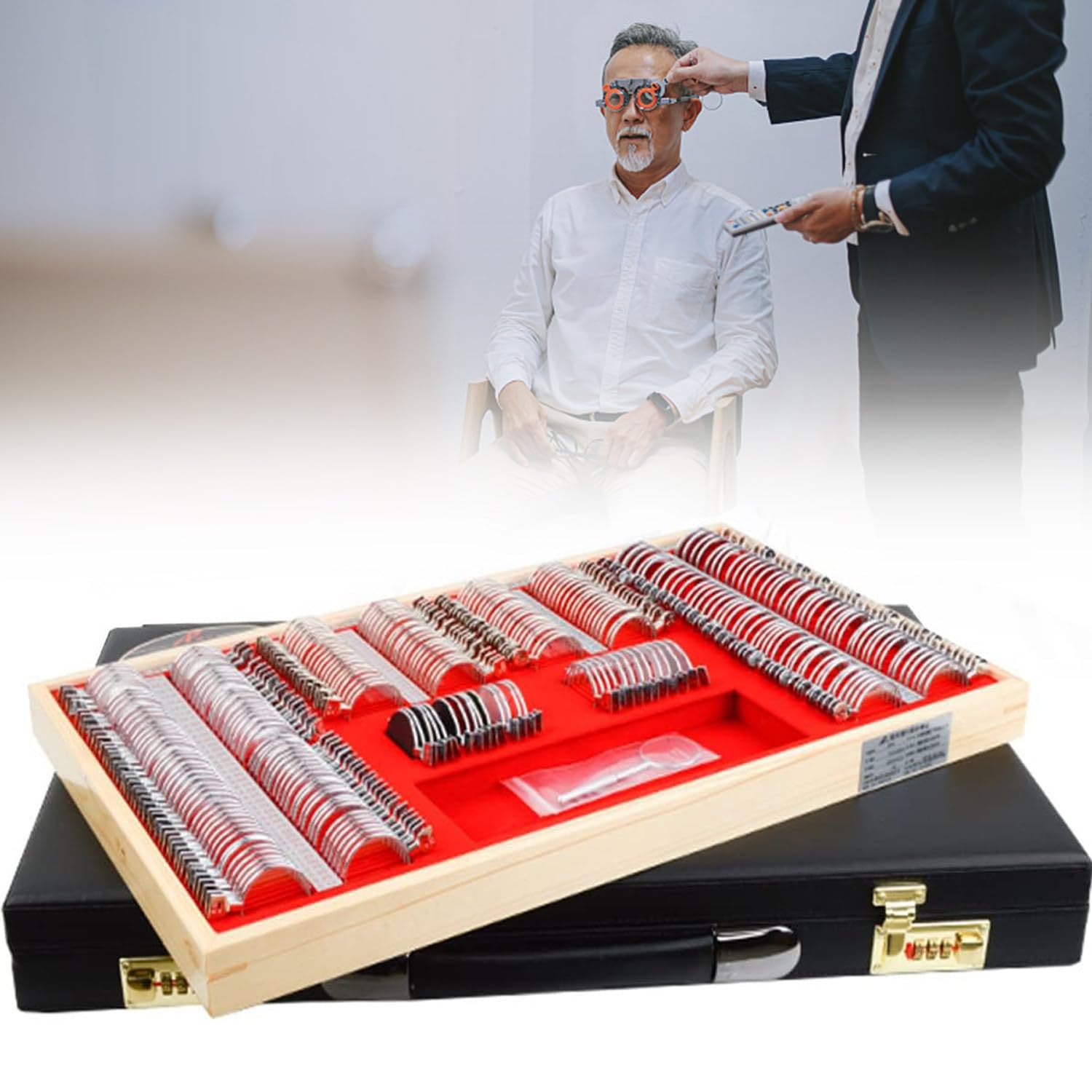 Lenti con Occhiali di Prova 266 Pezzi Scatola di Lenti di Prova Optometria Ottica Lente di Prova con Bordo in Metallo Protezione degli Occhi
