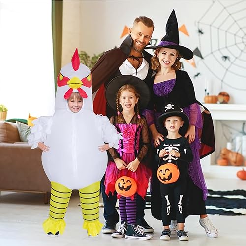 Miniatura 6 de Stegosaurus Disfraz inflable de pollo para niños, disfraz de Halloween para niños y niñas, divertidos disfraces inflables para fiesta de cosplay