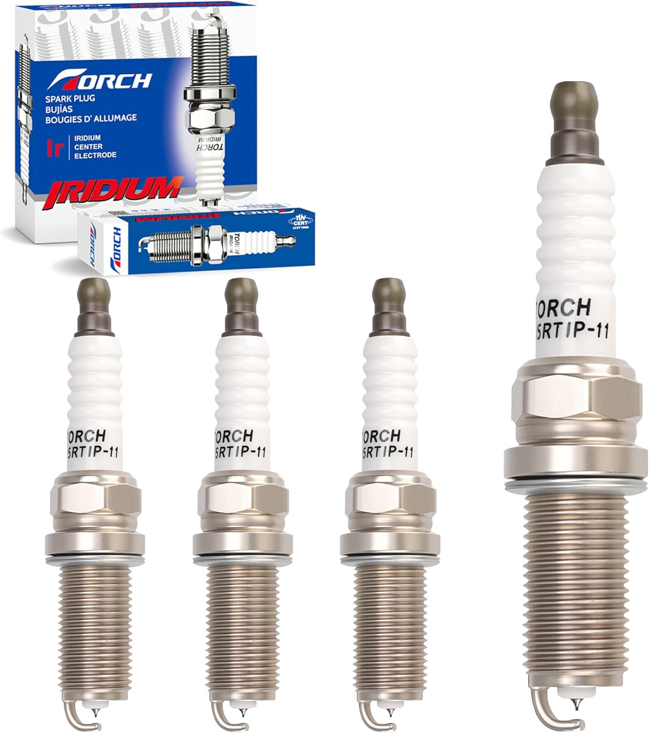 4 PCS TORCH KH5RTIP-11 Spark Plug Replace for DENSO 3417/SK16HR11 Spark Plug, for NGK ILFR5T11 96779 Compatible With TOYOTA RAV4 BASE 2009-2012 2.5L/2494cc, OEM