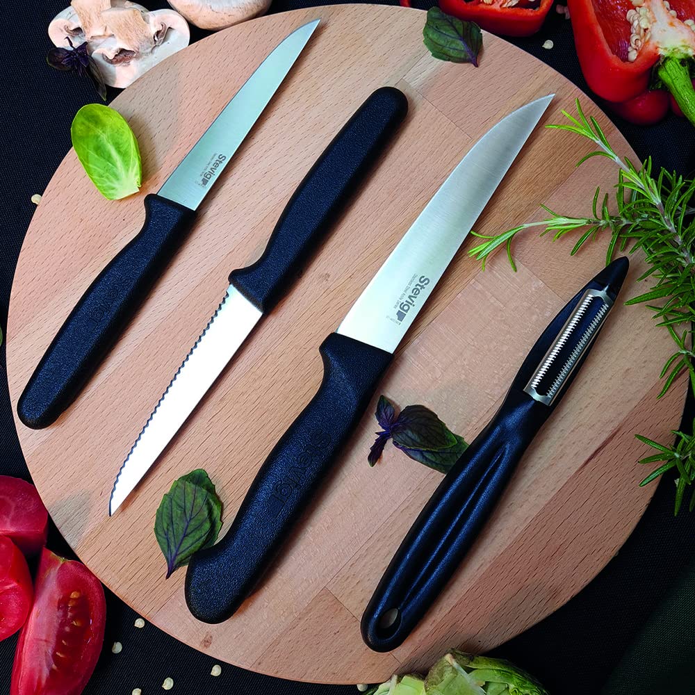 Stevig Cut 4 Fresh Sebze Soyacak ve Bıçak Seti 4 Parça Siyah ST-401