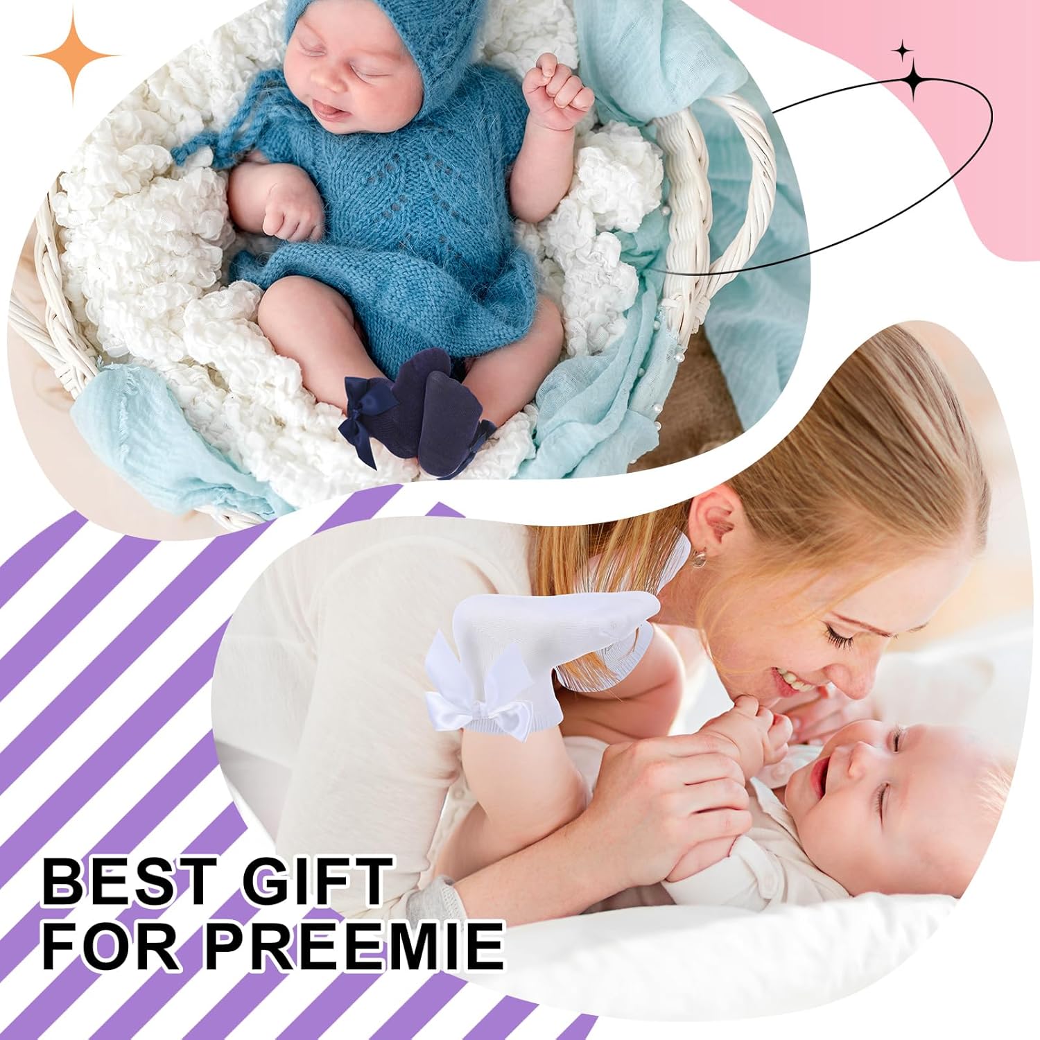 Toulite 12 Pairs Preemie Socks Baby Girls Boys Premature Ruffle Turn Cuff Cotton Sock Hospital NICU for Newborn - Image 6