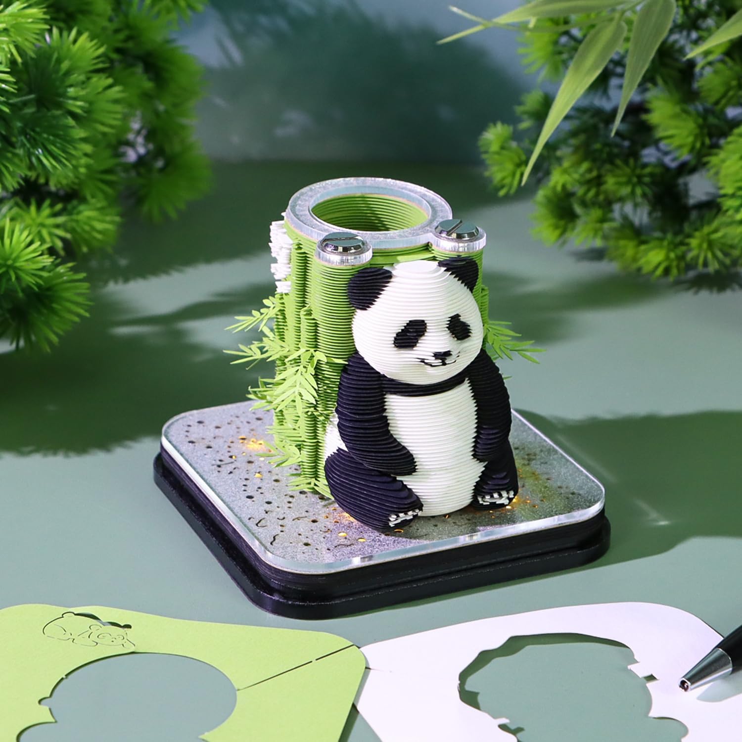 2026 3D Calendar Panoramic Panda Memo Pad: A Delightful Desk Companion，Holiday & New Year Gift, Desktop Decoration, Unique 3D Paper Craft, Countdown Calendar