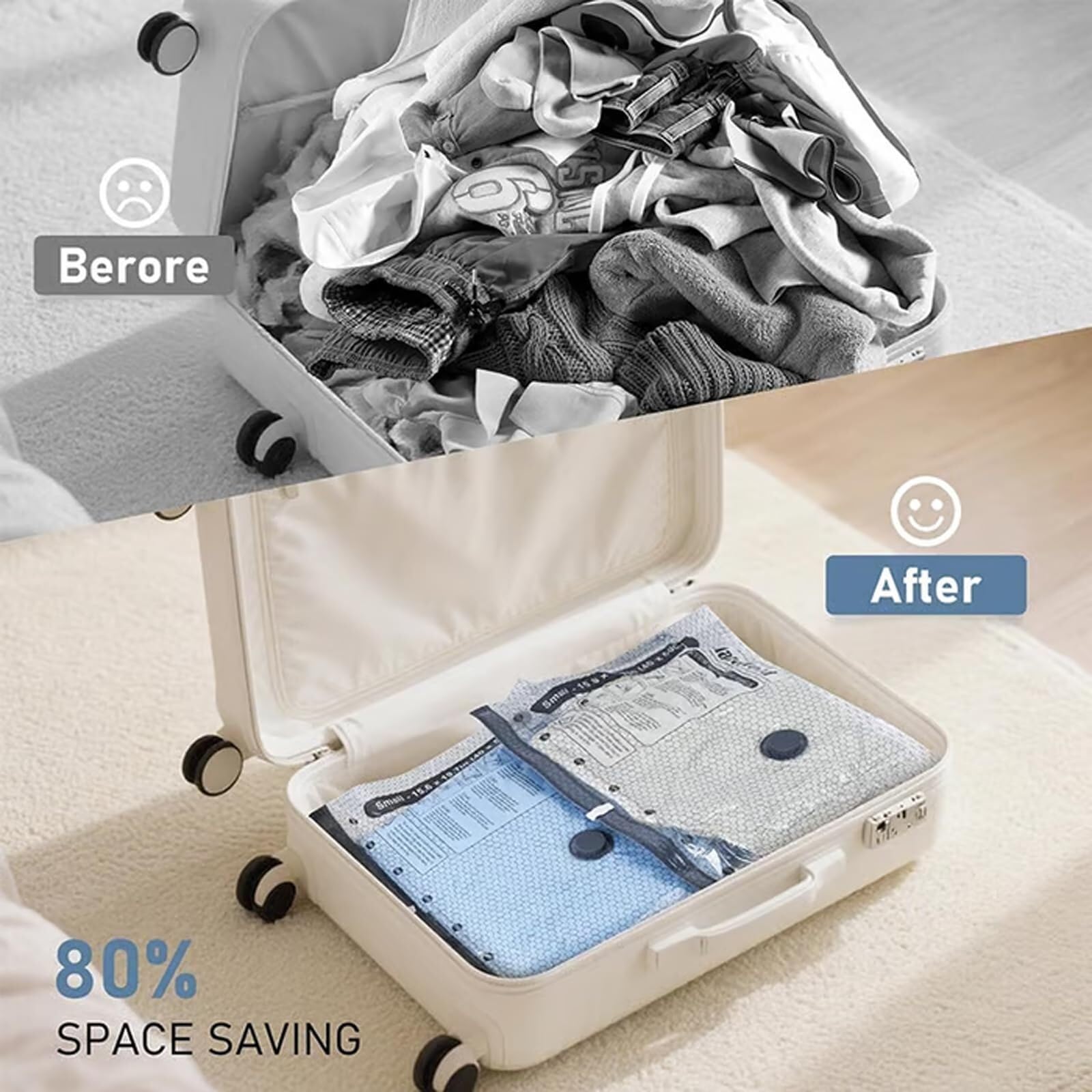 Kabelloses Reise-Vakuum-Aufbewahrungs-Kompressionsbeutel-Set – 15er-Pack in 3 Größen, wiederaufladbare USB-Handpumpe, wasserdicht und wiederverwendbar, platzsparend for Kleidung Verpackung(18PCS)