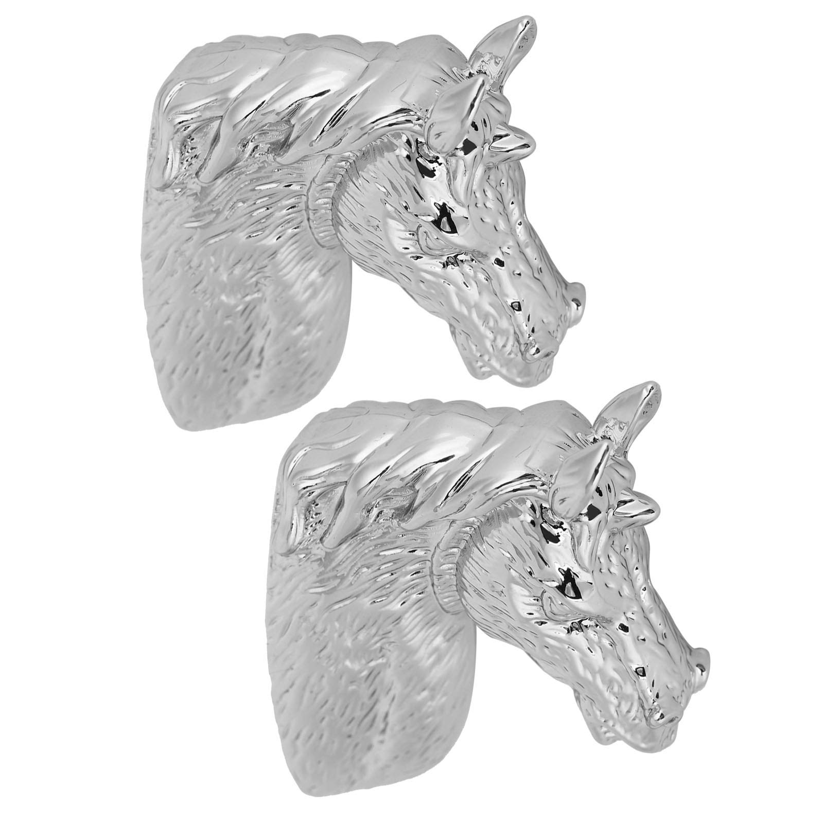 Fdit 2# Horse Head Handle, 2 Sets Modern Stylish Cabinet Handles Horse Head Pull Kitchen Wardrobe Drawer Door Knob (1.6 X 2 X 0.6In)(2#)