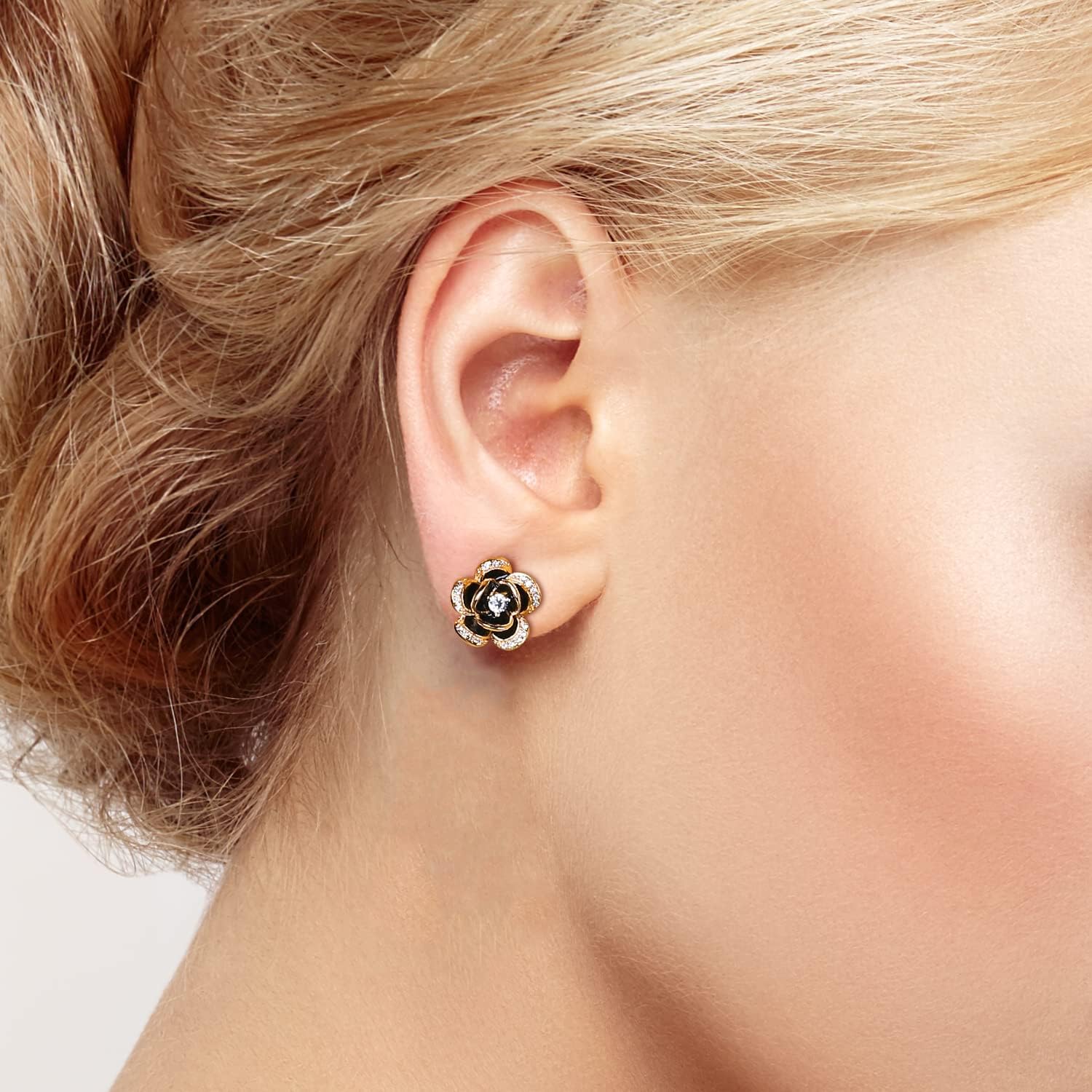 14K Gold Rose Flower Sterling Silver Stud Earrings For Women Dainty Rose Gold Pearl Earrings Hypoallergenic Earrings Cute Studs For Her Nickel Free - Image 3