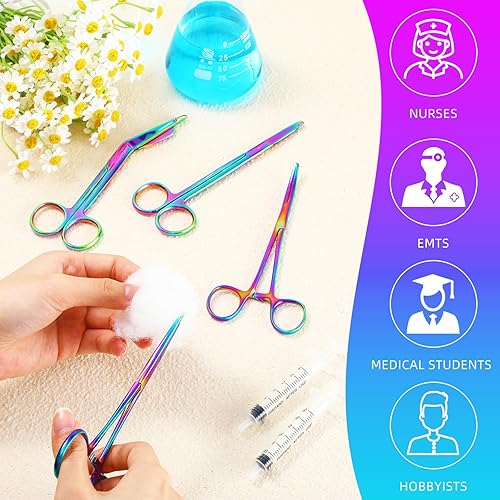 Vista 14 de BBTO Hemostat - Pinzas de hemostato curvadas y rectas para piercing, pinzas rectas y curvadas de acero inoxidable, pinzas de pesca (plata, 2 piezas)