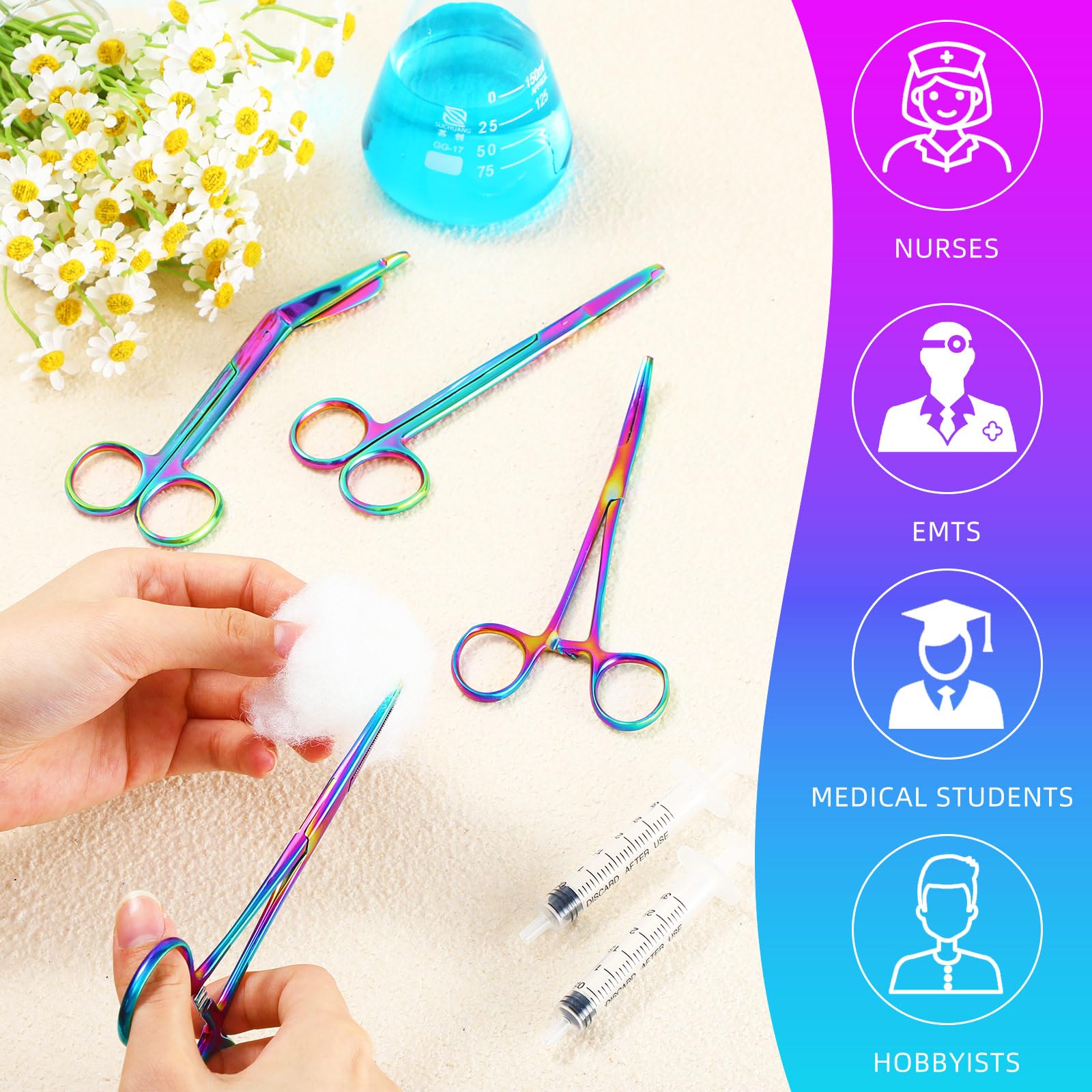 BBTO 4 Pcs Hemostat Forceps Curved Straight, Piercing Pliers,Colorful — Amazon image 2