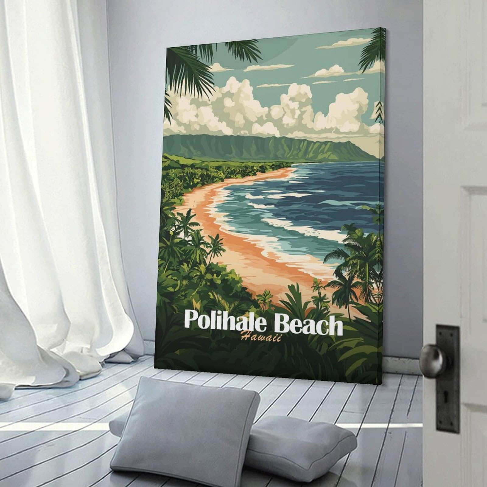 Junmoney Polihale Beach Hawaii Home Decor Wall Art, 16x24inch(40x60cm), for New Homes, Bedrooms Or Workspaces, Gift Idea for Housewarming And Birthdays