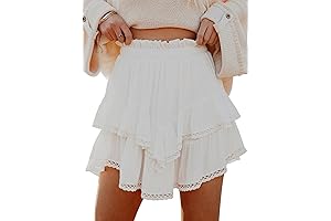 MSBESYOR Women Flowy Boho Ruffle Mini Skirts Tiered Shorts High Waisted Pleated...