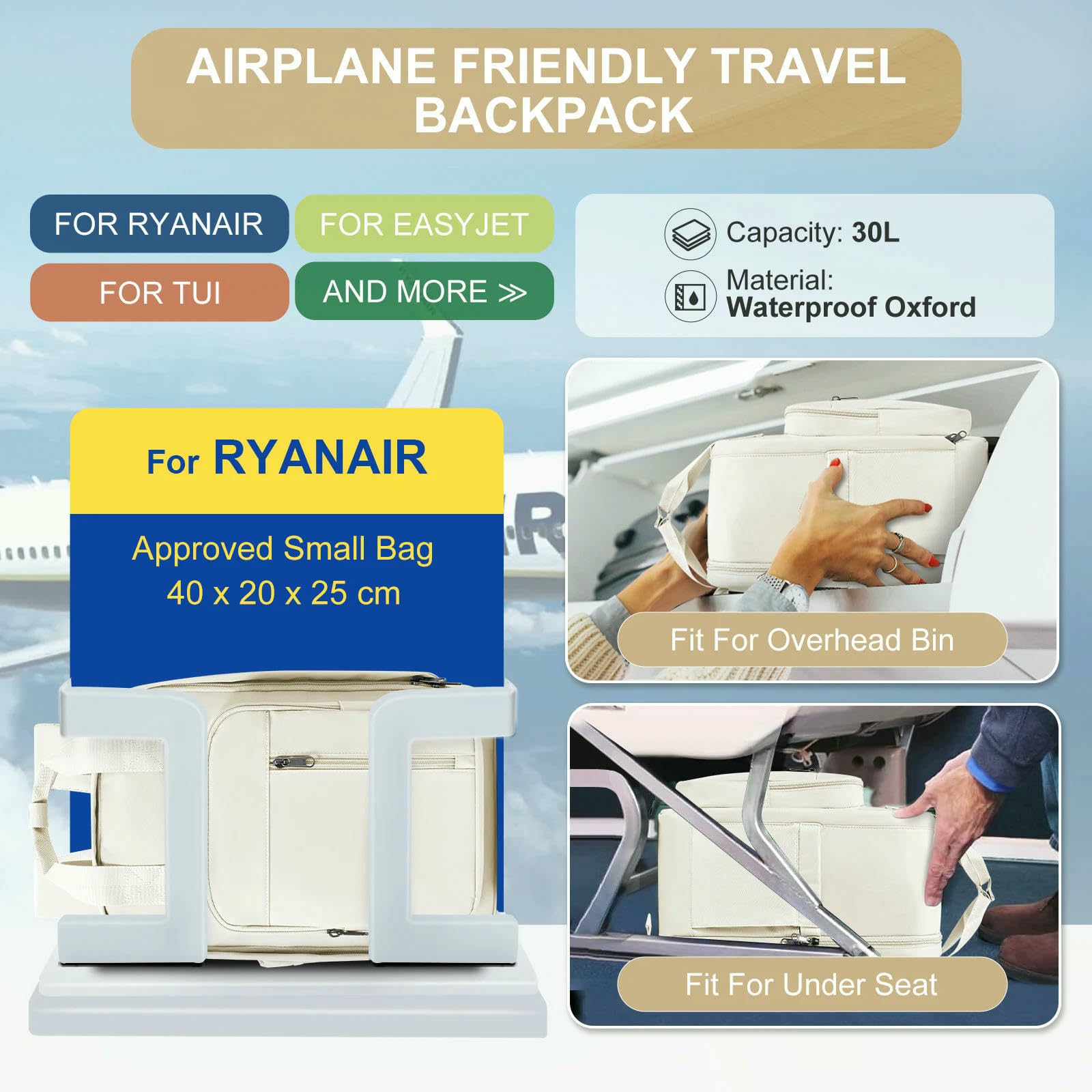 Plecak podróżny Ryanair 40x20x25 Torba kabinowa, na laptopa dziewczyny szkolne lekkie plecaki mochila, noszenie toreb dla kobiet