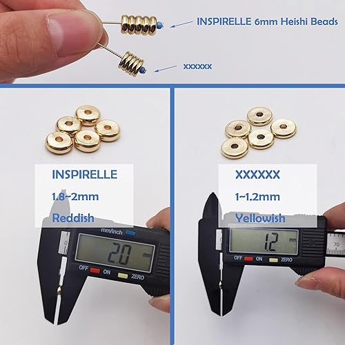 Miniatura 9 de INSPIRELLE 100 cuentas Heishi de 0.157 in de larga duración de disco de latón Rondelle de cuentas espaciadoras chapadas en oro pálido de forma