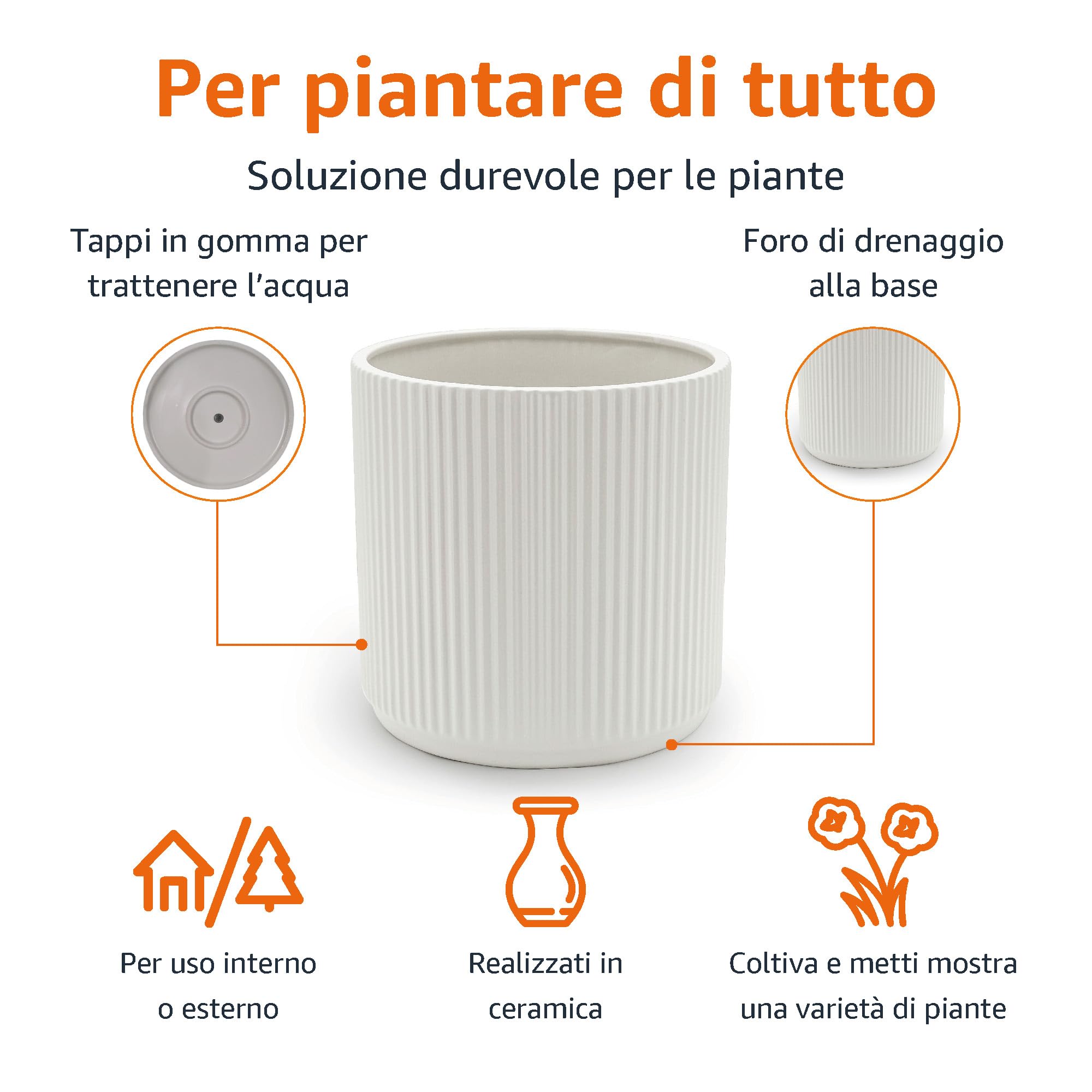 Vaso da fiori 5,1L Furu 235x235x207 mm, Bianco | Leroy Merlin