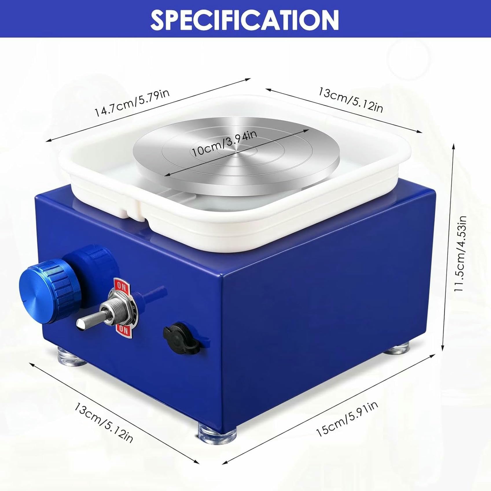 Pottery Wheel Machine with Removable ABS B, Electric Pottery Kit for Hand Trimming, Versatile Craft Tool for Clay Sculpting and Art Projects