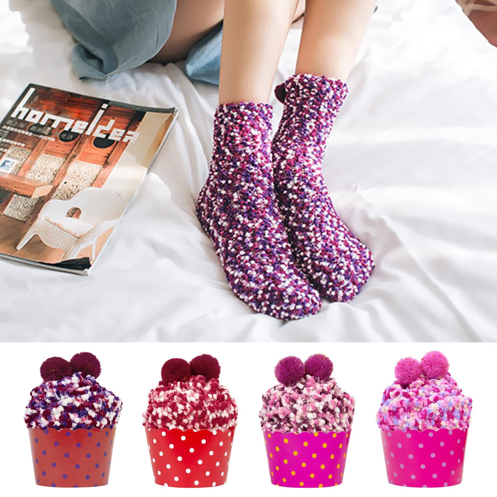 YSense Snug Donna Regalo Inverno Calze Calzini Natalizi Ragazza Cupcake Calzini Termici Divertenti Accessori