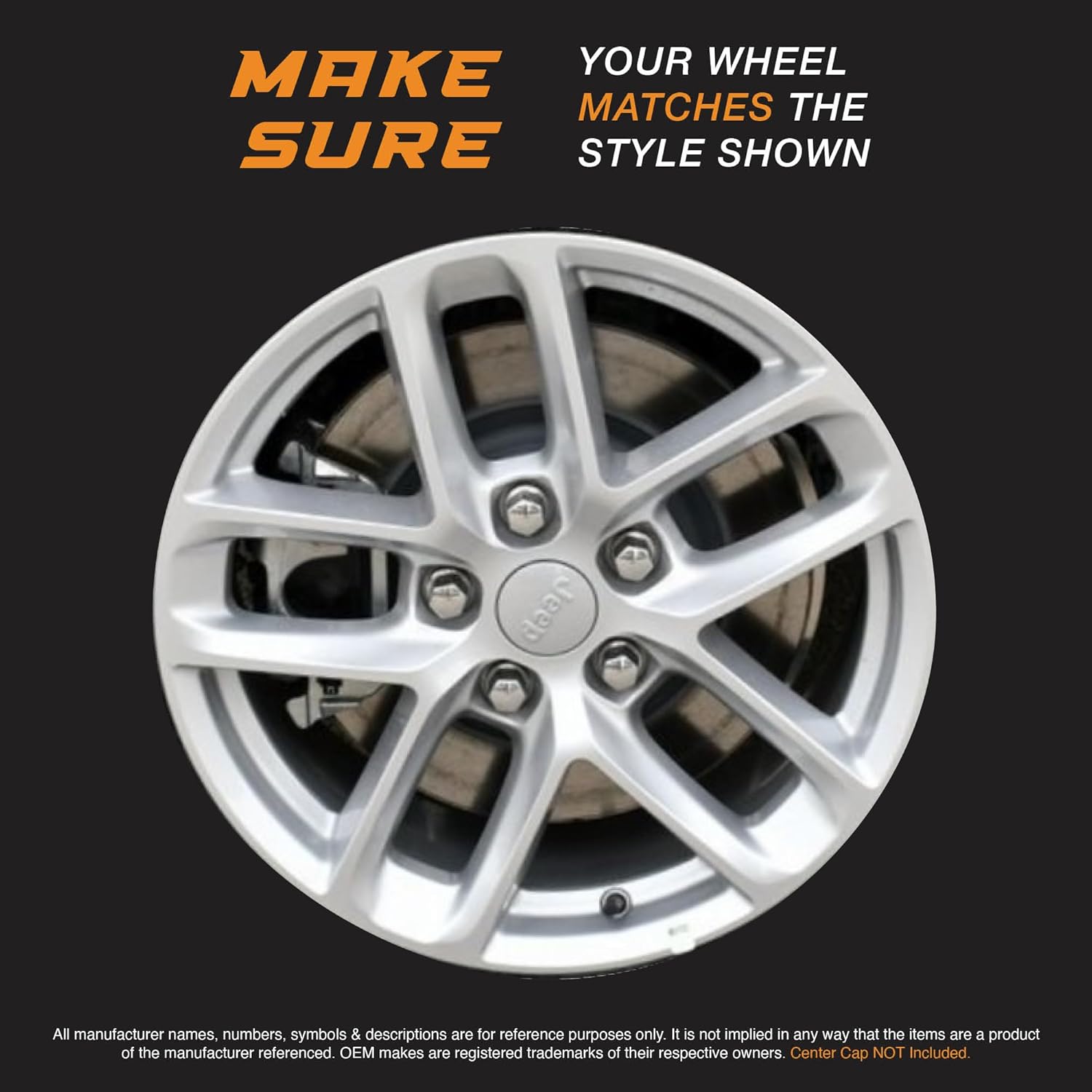 18" Gloss Black Wheel Skin Set Made for Jeep Grand Cherokee Laredo X (2021-2025) | Durable ABS Plastic Cover Hubcap | Fits Directly Over OEM Wheel