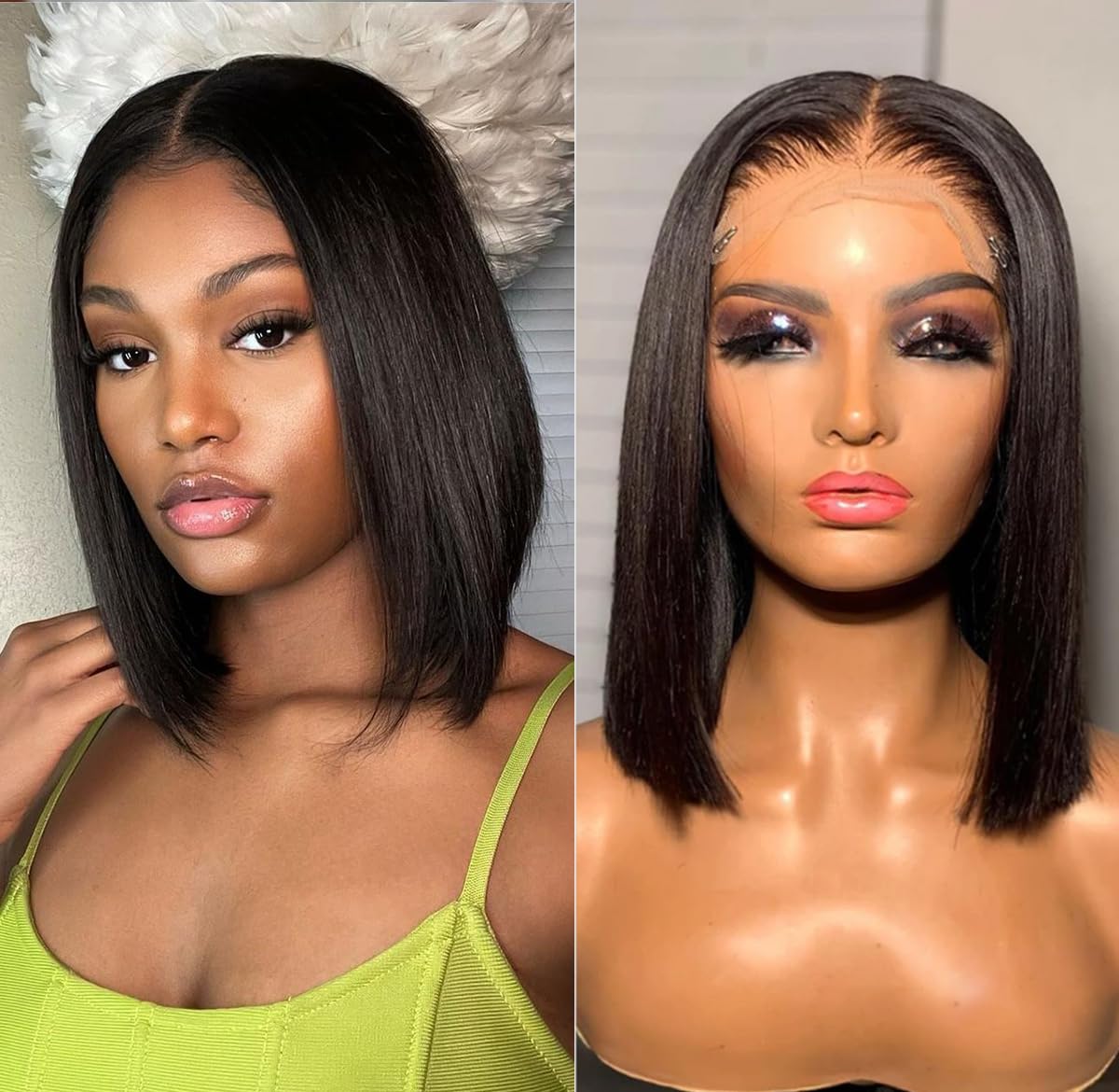 5x5 HD Lace Front Bob Wig Human Hair Pre Plucked Straight 150% Density 14 Inch 14 Inch Raw Human Hair Bob Wig, 5x5 HD Lace Closure - Etsy main image 4