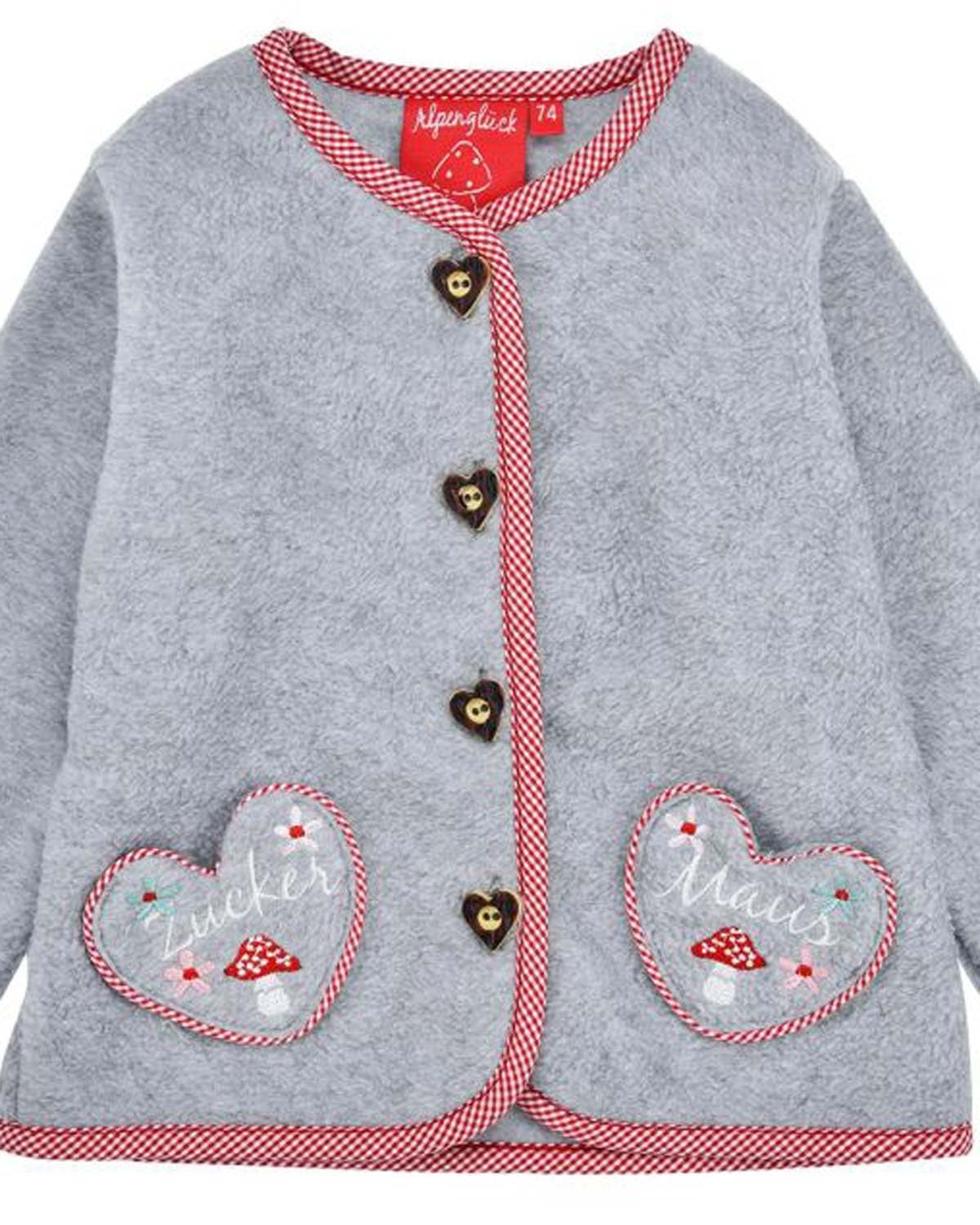 Bondi Chaqueta de forro polar para niña con diseño de ratón de azúcar 86933 en gris melange 116 – Chaqueta acogedora con un bonito bordado, ideal para los días fríos. Cálida, cómoda y superlinda, gris