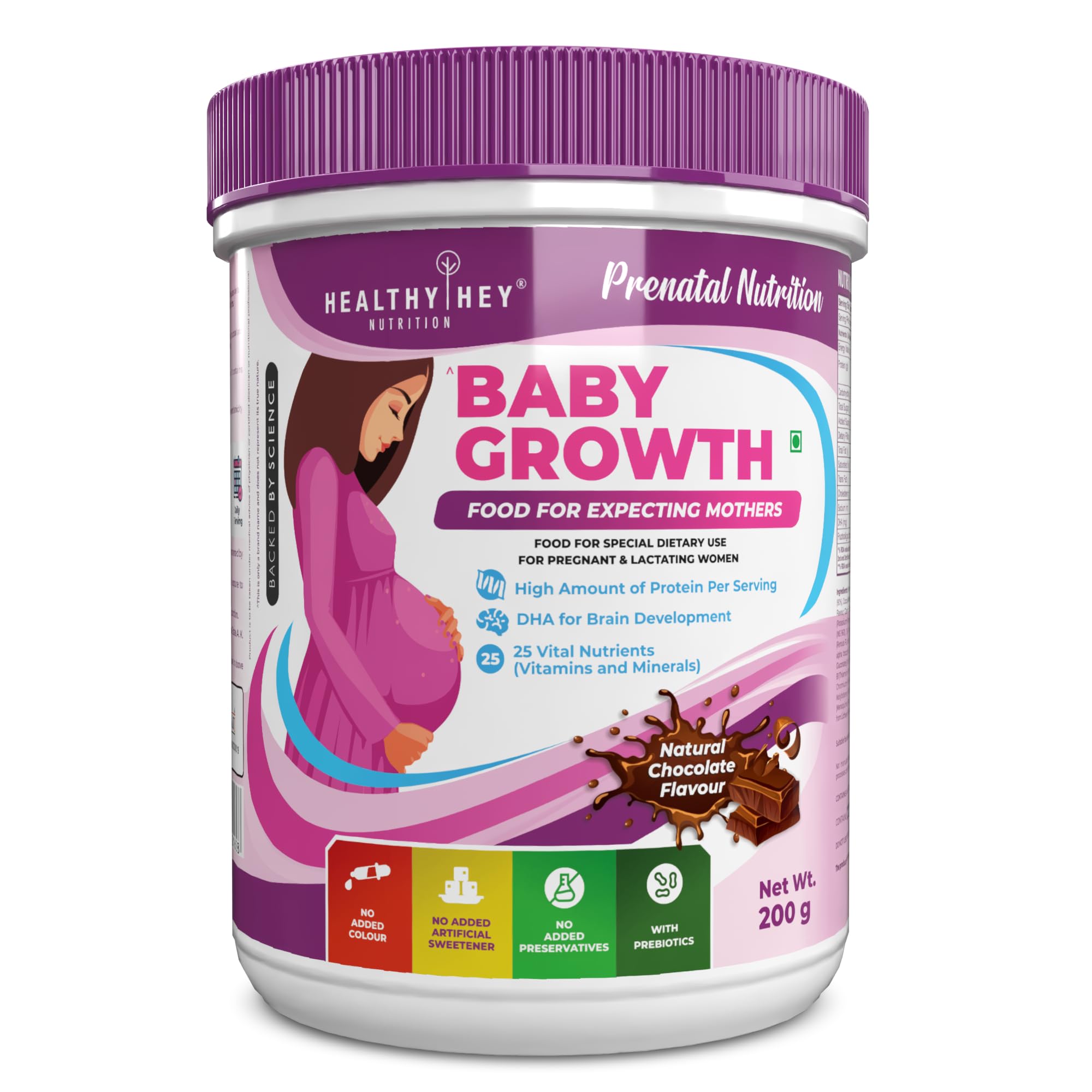 HealthyHey Nutrition- Protein for Pregnant Women - BabyGrowth - Chocolate - 200 gram - All Natural - Tastes Great- Vegetarian - High Protein - Prebiotics - Soy Free (B09QXJMNYN) Amazon Price History, Amazon Price Tracker