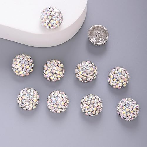 Miniatura 2 de Jerler 10 piezas AB Sliver Rhinestone Botones Adornos de Cristal Coser en Botones de Ropa