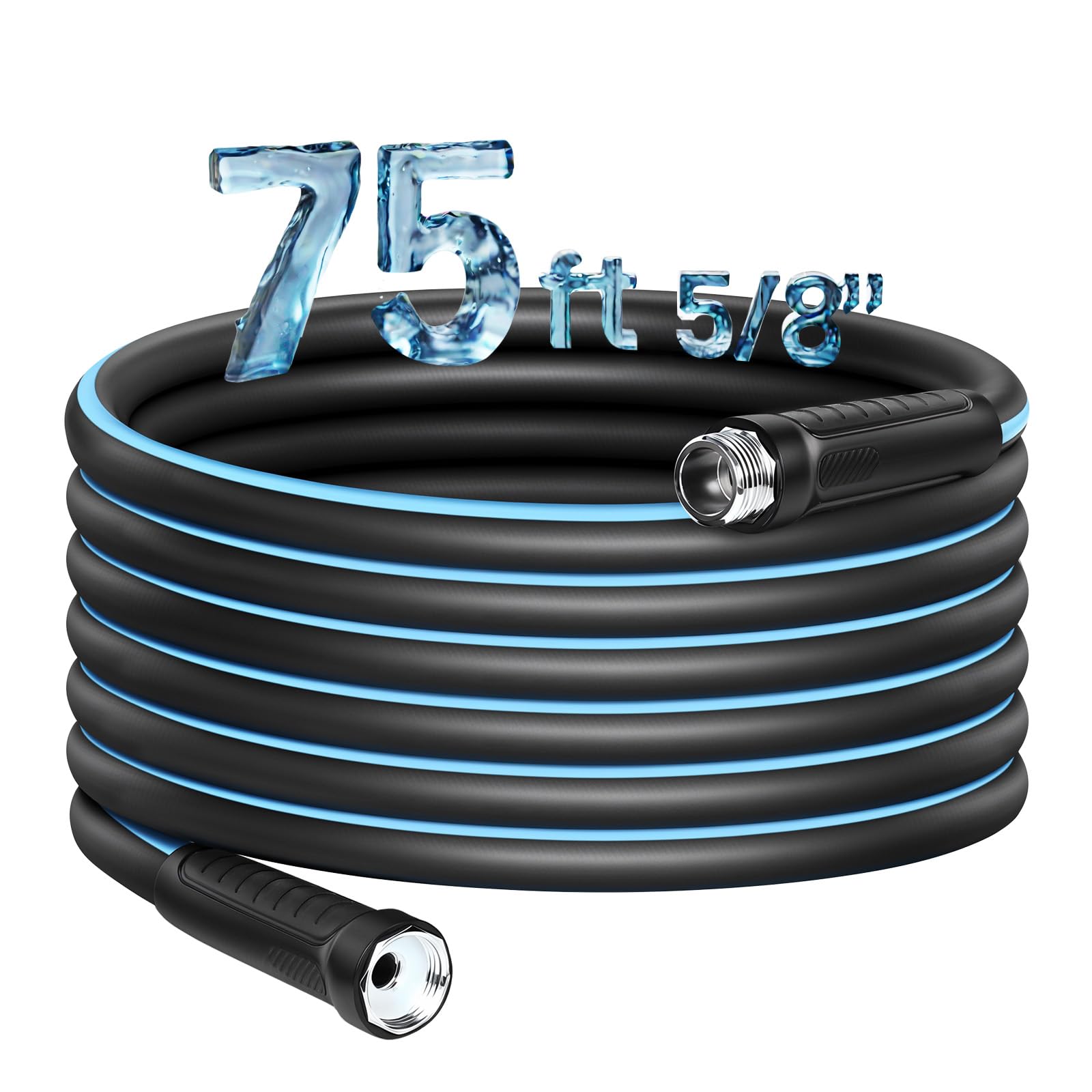 Relhost Garden Hose 75 ft x 5/8", Flexible Heavy Duty Water Hose with 360° Swivel Handle, Durable & Leak-Resistant, Lightweight, Ideal for Home Garden, Car Wash, or Professional Use