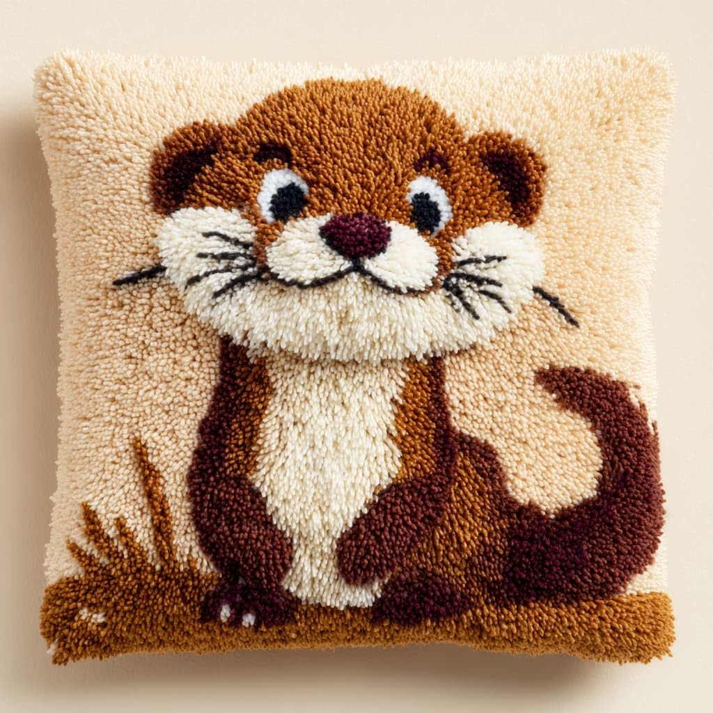 Taxpy Latch Hook Cushion Kits, Animal DIY Latch Hook Kits Pillow Printed Cushion Embroidery Needlework Craft Embroidery Kit,17x17inch