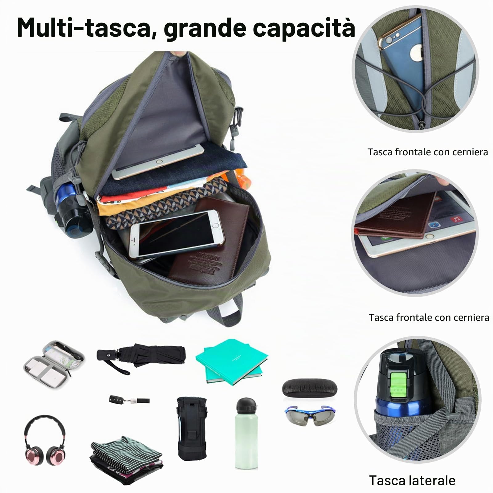 30L Zaino da Trekking Impermeabile Zaino Zaini Hiking Backpack per Donna Uomo Campeggio Arrampicata Viaggio Sport Arancione