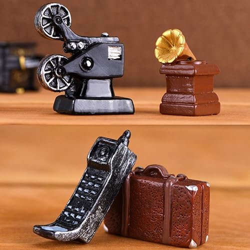 Miniatura 2 de EMiEN Mini electrodomésticos retro antiguos para casa de muñecas, kit de modelos de electrodomésticos en miniatura, piano, fonógrafo, televisión,