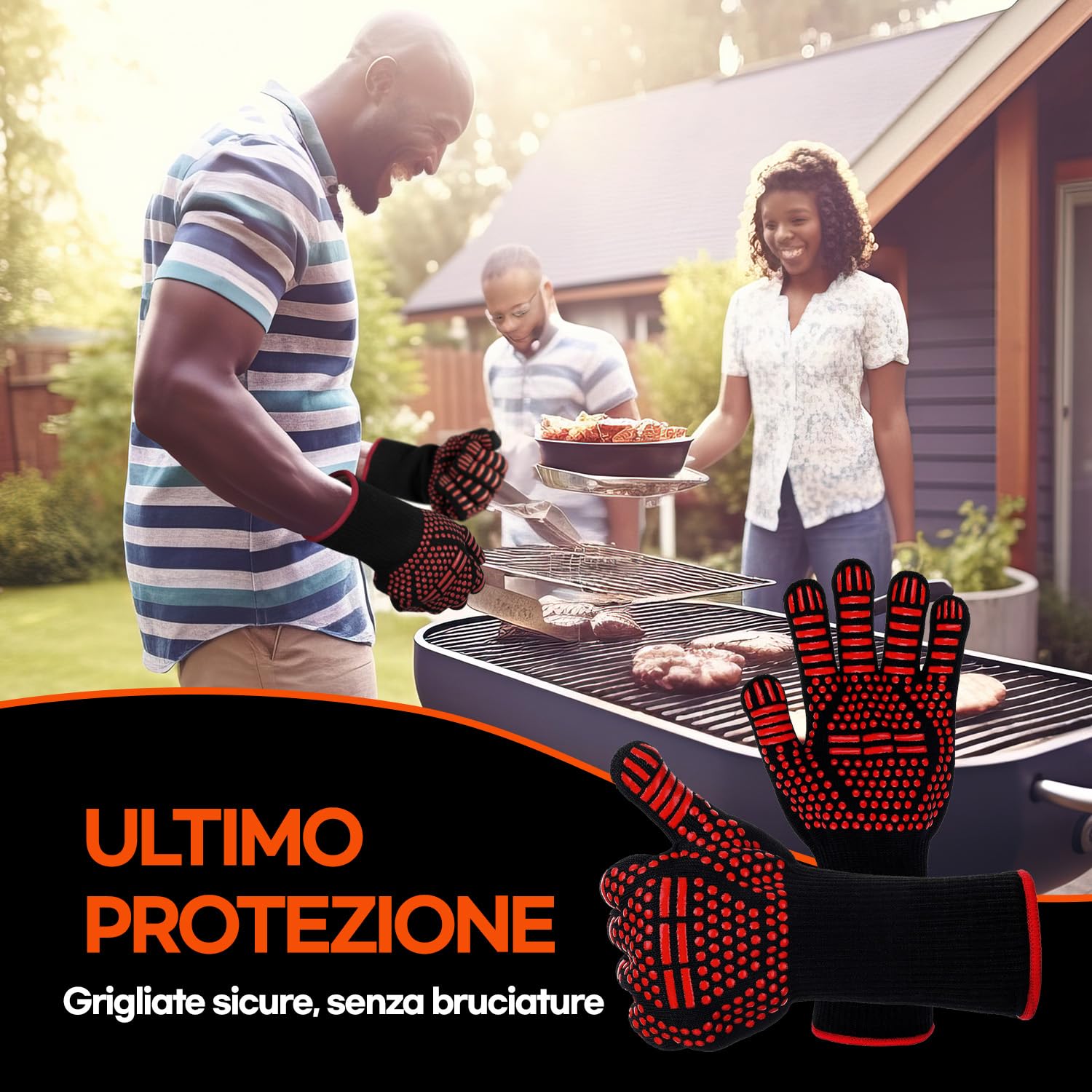 Guanti Da Forno Resistenza 800°C HubiCare - Per Griglia, Barbecue, Cucina E Saldatura