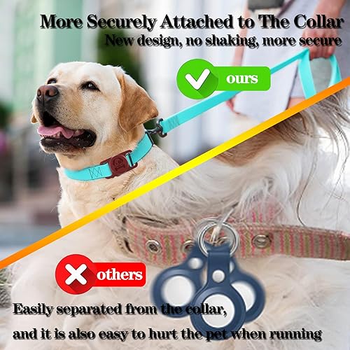 Miniatura 15 de Paquete de 2 soportes impermeables para collar de perro AirTag compatibles con Apple AirTag, soporte de silicona oculto para Airtag Tracker