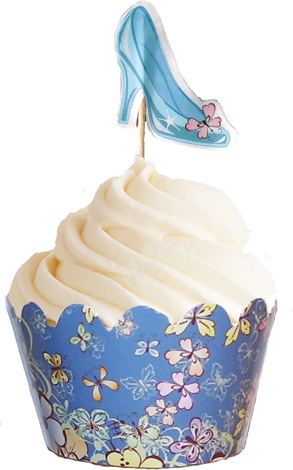 24 Cinderella Inspired Butterflies and Ballgowns Cupcake Picks and Cupcake Wrappers