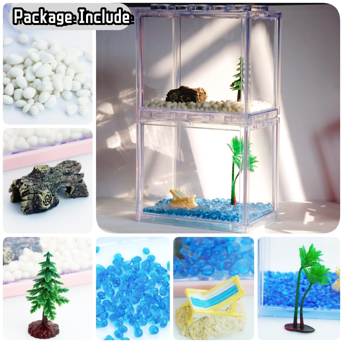 Stackable Fish Tank Small Fish Bowl Small Betta Fish Tank - 0.6 Gallon Stackable Aquarium ...