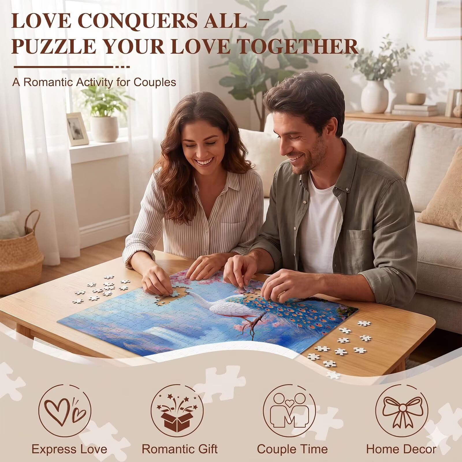 Pavone paesaggio Puzzle 1500 Pezzi per Adulti, Puzzle in Legno - Collezione Classica con Poster Incluso - Sfida di Concentrazione e Passatempo Antistress, Gioco per Famiglia, 87 x 57 cm f0-580