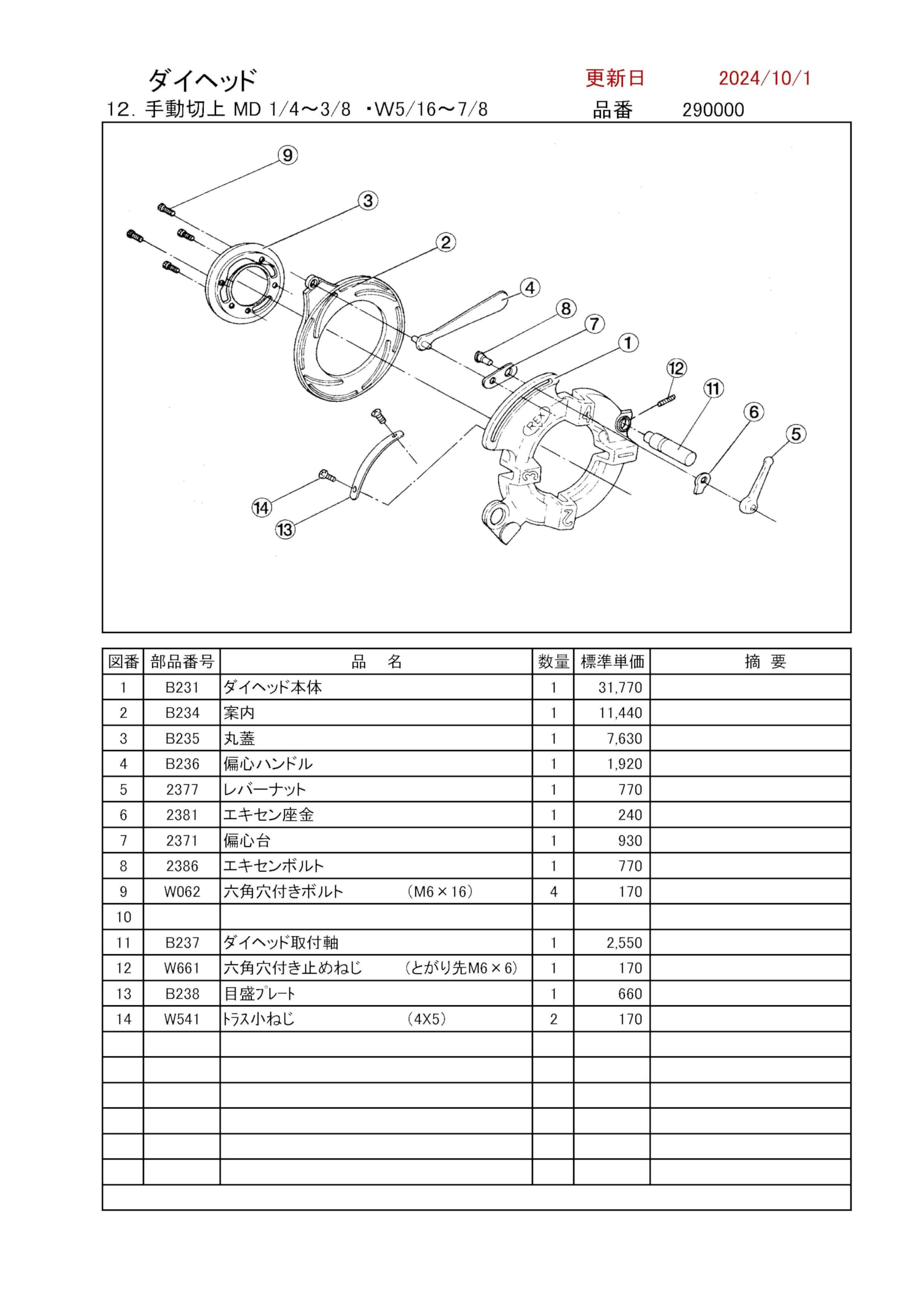 Amazon | REX ダイヘッド用部品 手動切上 MD 1/4～3/8 ・W5/16