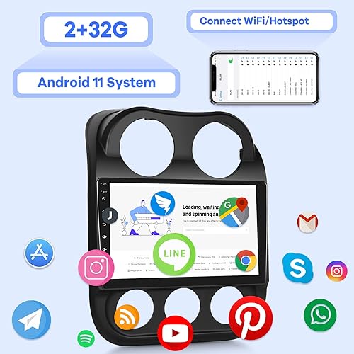 Miniatura 3 de 2G+32G Radio de coche para Jeep Compass Patriot 2010-2016, 10.1 pulgadas Android 11 pantalla táctil estéreo, CarplayAndroid AutoMirror