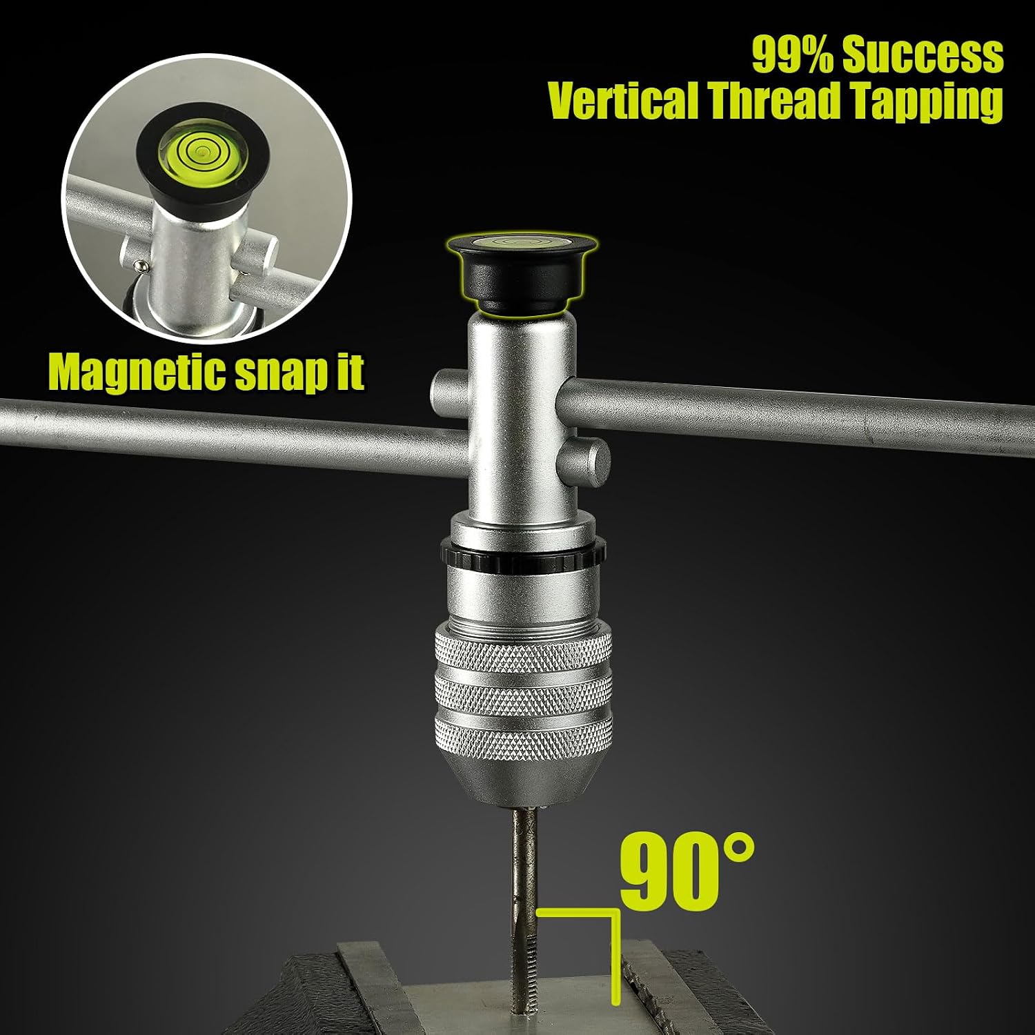 Tap Handle Tool Level, Tap and Die Handle Level, Tap Guide, Tapping by Hand, Magnetic Bubble Level, Magnetic Adsorption, Vertical Thread Tapping, Your 99% Success Tool!(1)