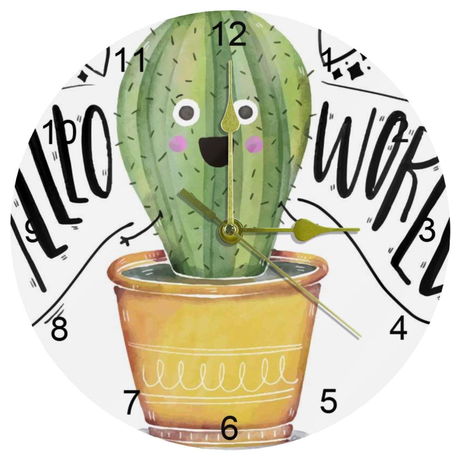 Horloge murale silencieuse cactus 25,4 cm pour école et maison