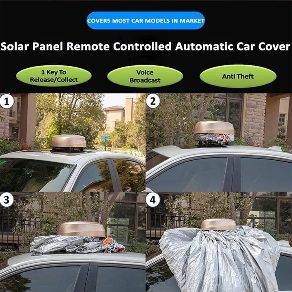 Solar Fully Automatic Car Cover for Sedan, SUV, MPV-SUV - Universal Movable Carport to Protect Your Car Quickly and Conveniently