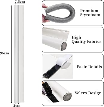 Draft Excluder for Doors, 39 Inches Draught Excluder for Doors, Noise Blocker Door Draft Excluder Blocker Washable Dust Proof Removable Adjustable Door Sweeps Black 2 Pack,White