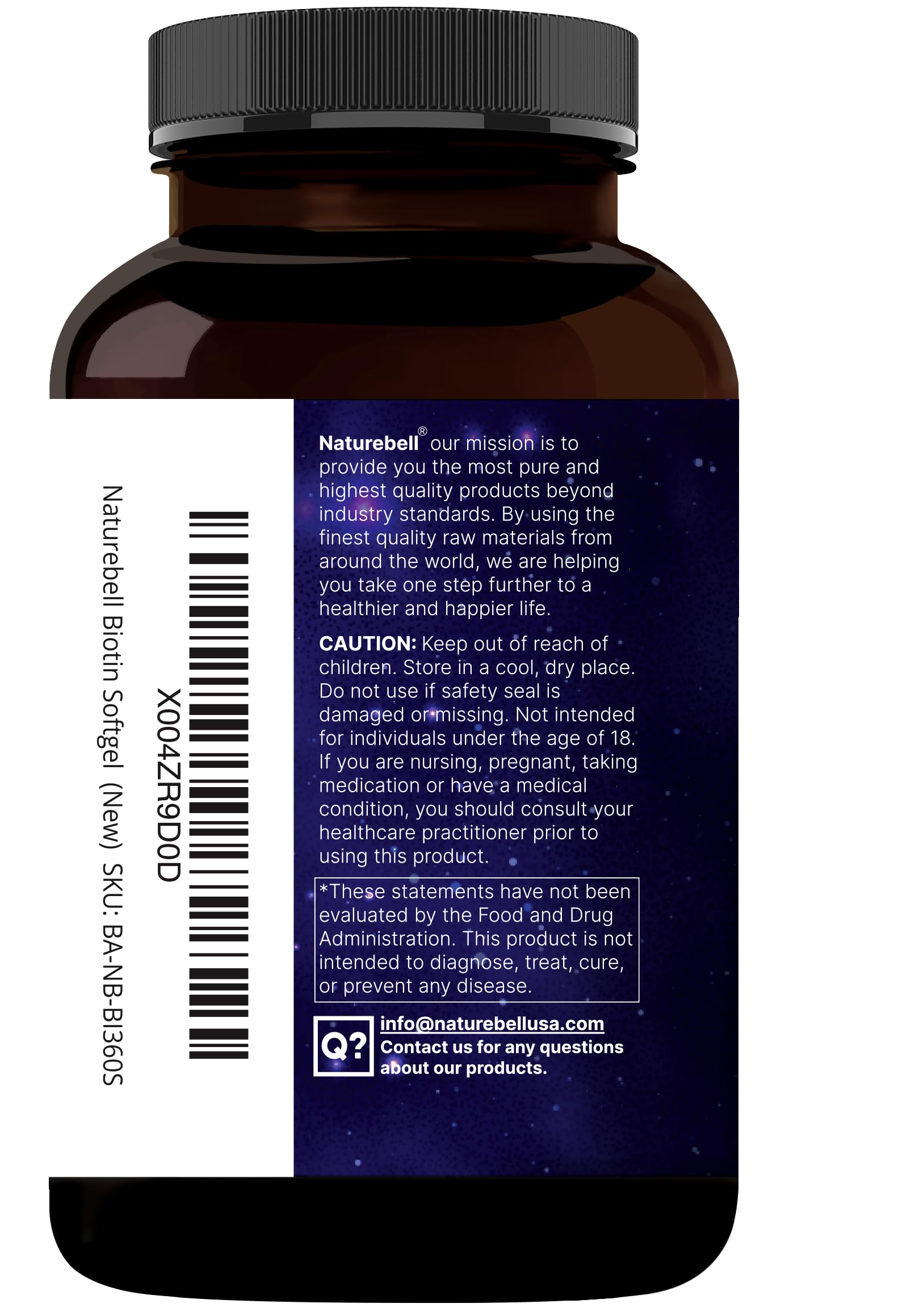 NatureBell Biotin 10000mcg + Hyaluronic Acid 25mg | 360 Coconut Oil Softgels, Premium Biotin Supplement for Hair Skin and Nails* — Amazon image 8