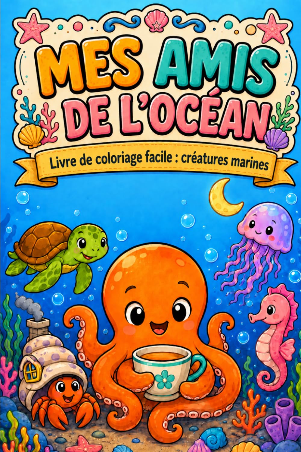 Mes Amis de l'Océan: Livre de coloriage facile : créatures marines