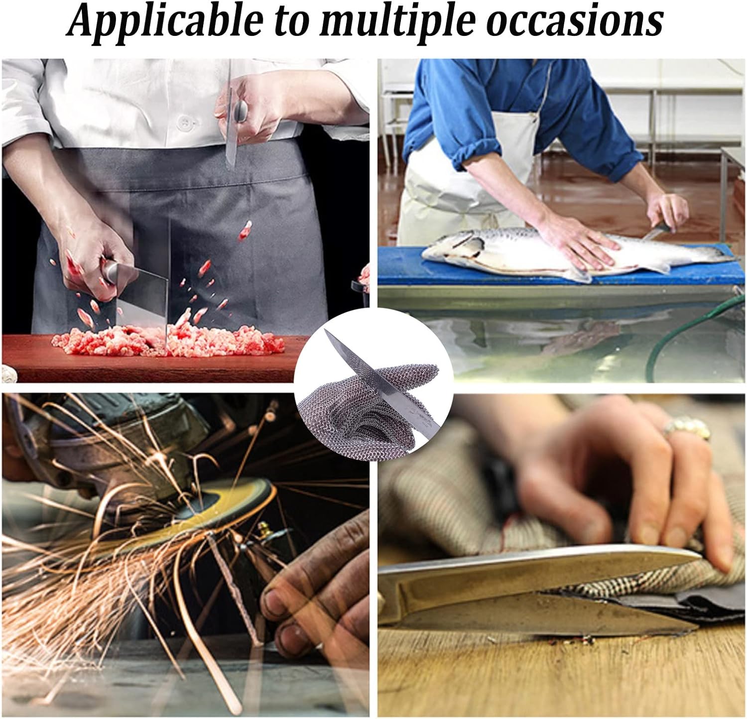 Metal Cut Resistant Gloves Protective Arm Safety Work Gloves, Butcher Gloves for Outdoor Gardening Kitchen (Color : Lengthen 15cm, Size : 1pcs/l)