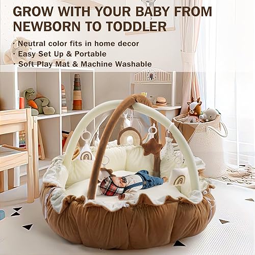 Miniatura 4 de Gimnasio grueso 5 en 1 para bebés y pelotas, gimnasio de juegos de felpa, tapete para el tiempo boca abajo, actividades de desarrollo convertible