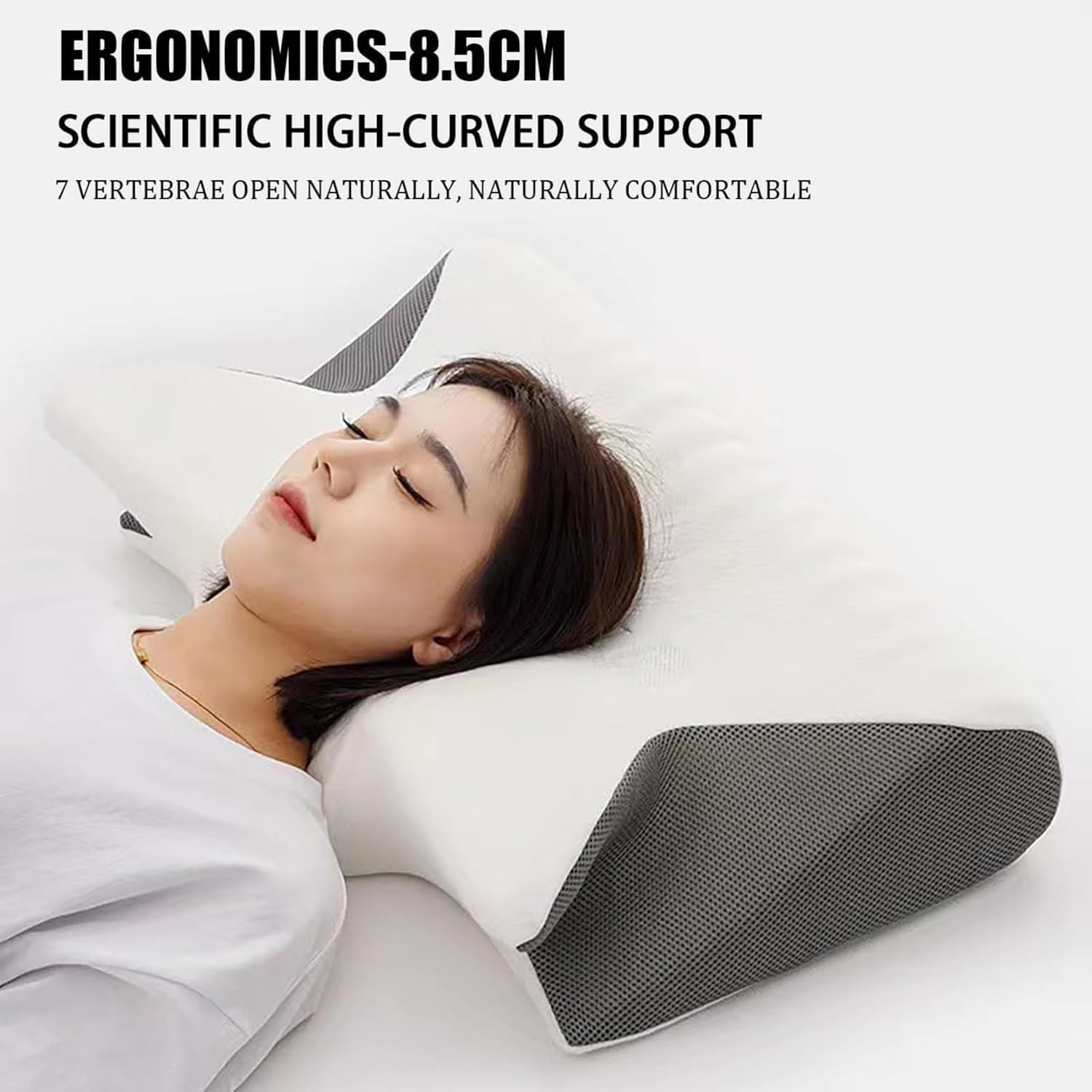 Doreve Cloudfaser Pillow, Memory Foam Cervical Pillow, Neck Relief, Ergonomic Orthopedic Contour, Deep Sleep Comfort, for Side, Back and Stomach Sleepers (Black)