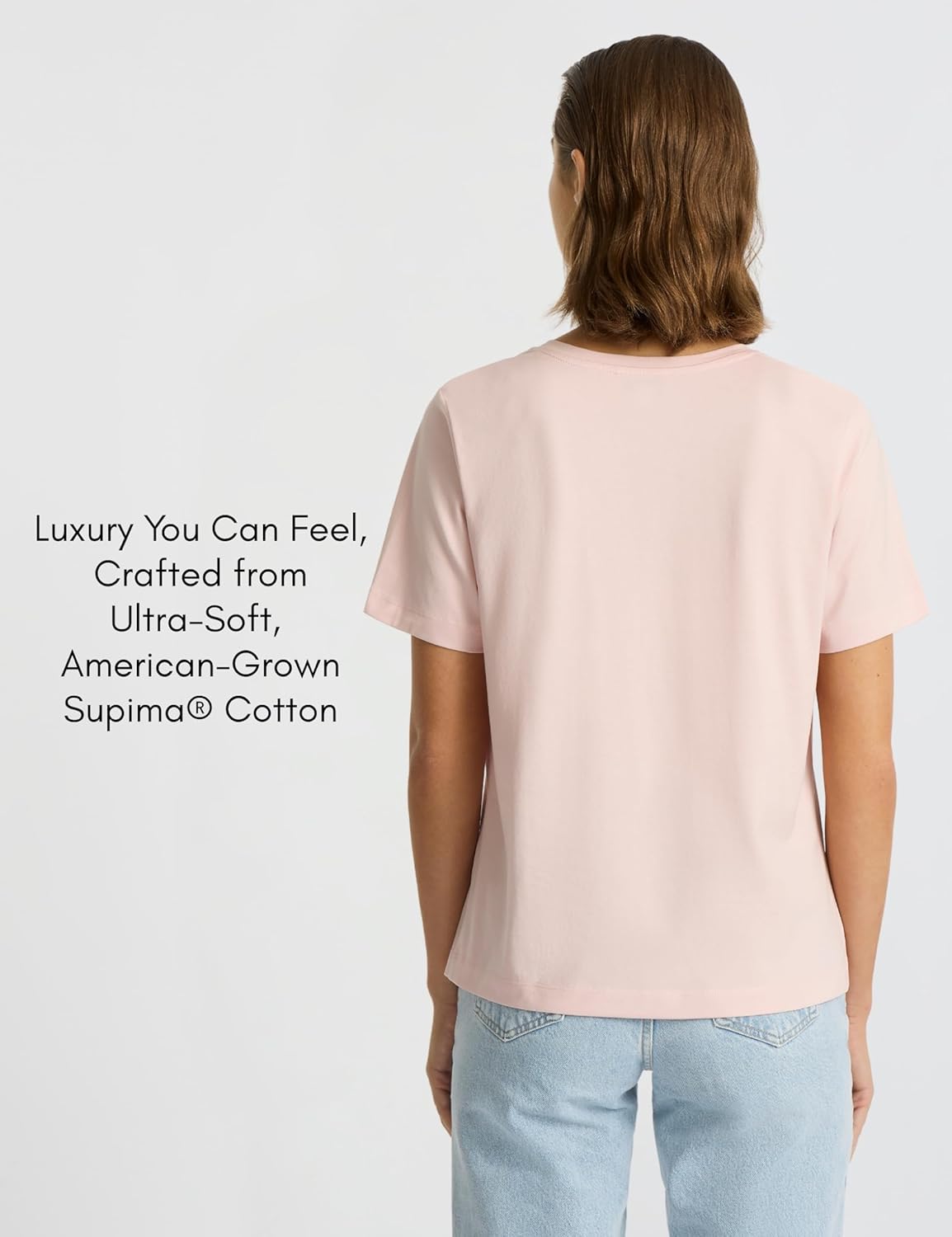 Women’s Supima® Mercerised Cotton V-Neck T-Shirt – USA-Grown Cotton, Luxury Finish, Short Sleeve, Flattering Fit - Image 3