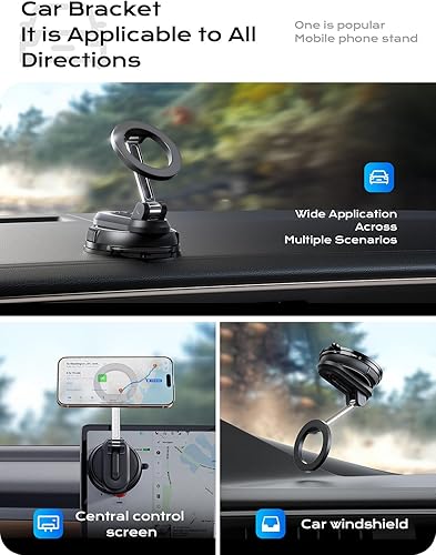 Miniatura 3 de Soporte de teléfono para automóvil MagSafe, ultra magnético y fuerte succión ajustable de 360, soporte de teléfono celular magnético portátil para